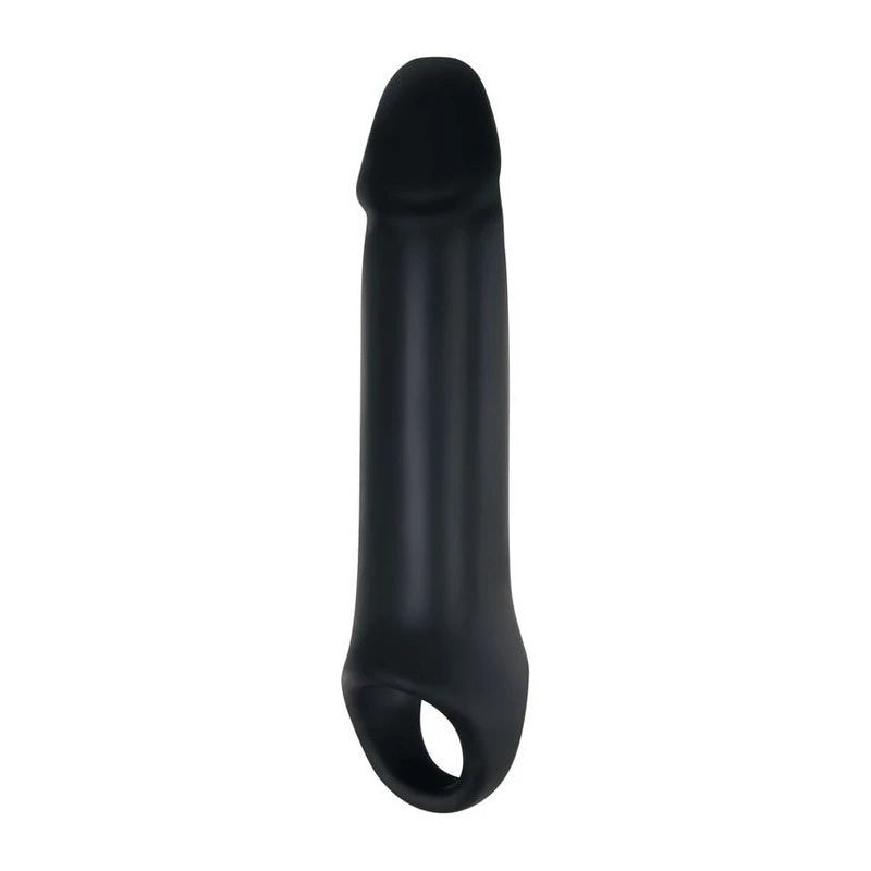 Adam And Eve Adams Fantasy Penis Extension Sleeve With Ball Strap Black Penis Sleeves and Extenders