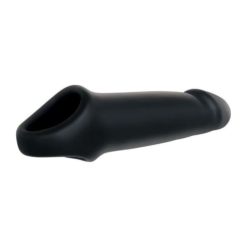 Adam And Eve Adams Fantasy Penis Extension Sleeve With Ball Strap Black Penis Sleeves and Extenders
