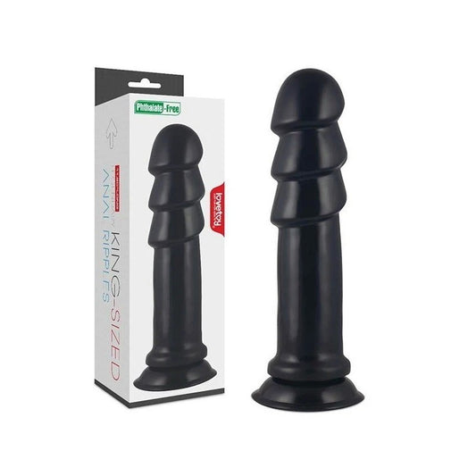 Lovetoy King Sized Anal Ripples Mega Butt Plug 28.5cm Black - Butt Plugs