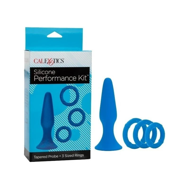 California Exotics Silicone Butt Plug Performance Kit Blue Butt Plugs