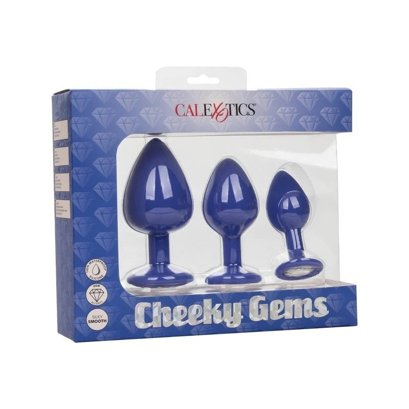 California Exotics Cheeky Gems Anal Plug Set Purple Butt Plugs