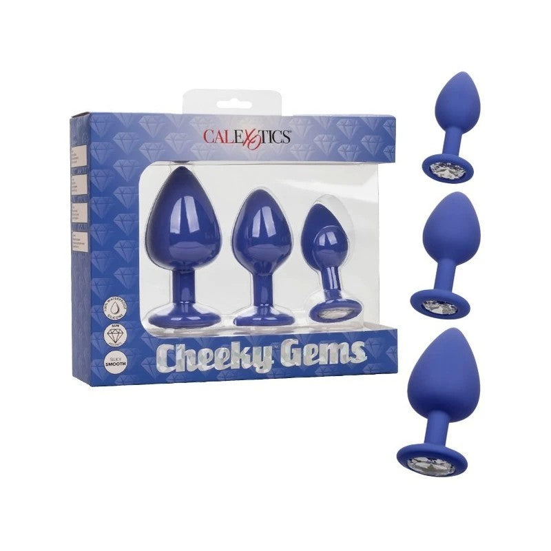 California Exotics Cheeky Gems Anal Plug Set Purple Butt Plugs