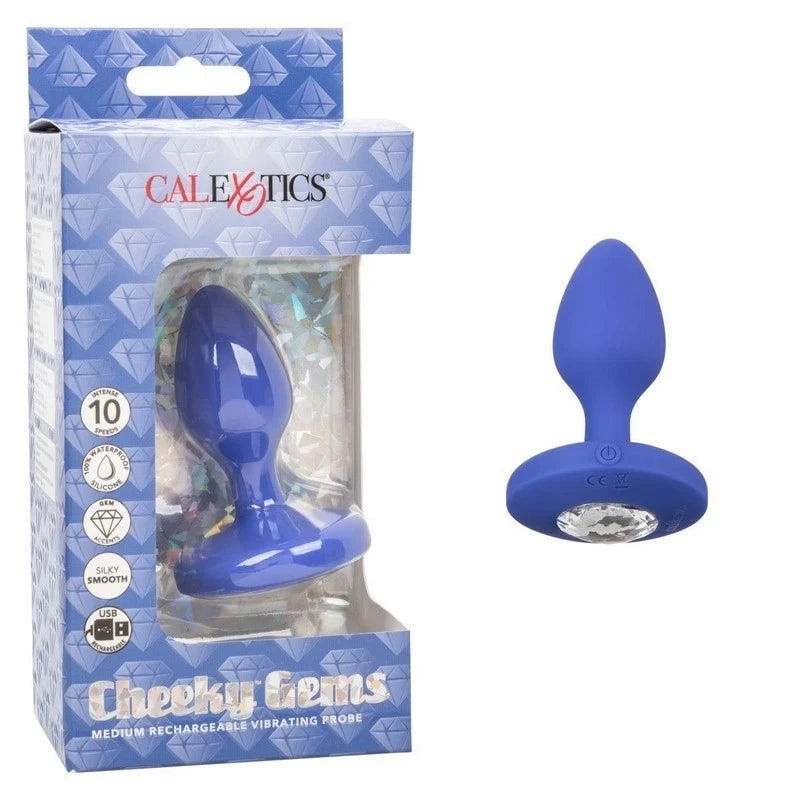 California Exotics Cheeky Gems Rechargeable Vibrating Anal Plug Purple Butt Plugs