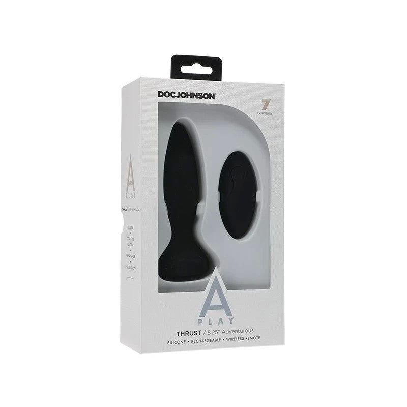 A-Play Thrust Adventurous Rechargeable Remote Control Silicone Anal Plug Black Butt Plugs
