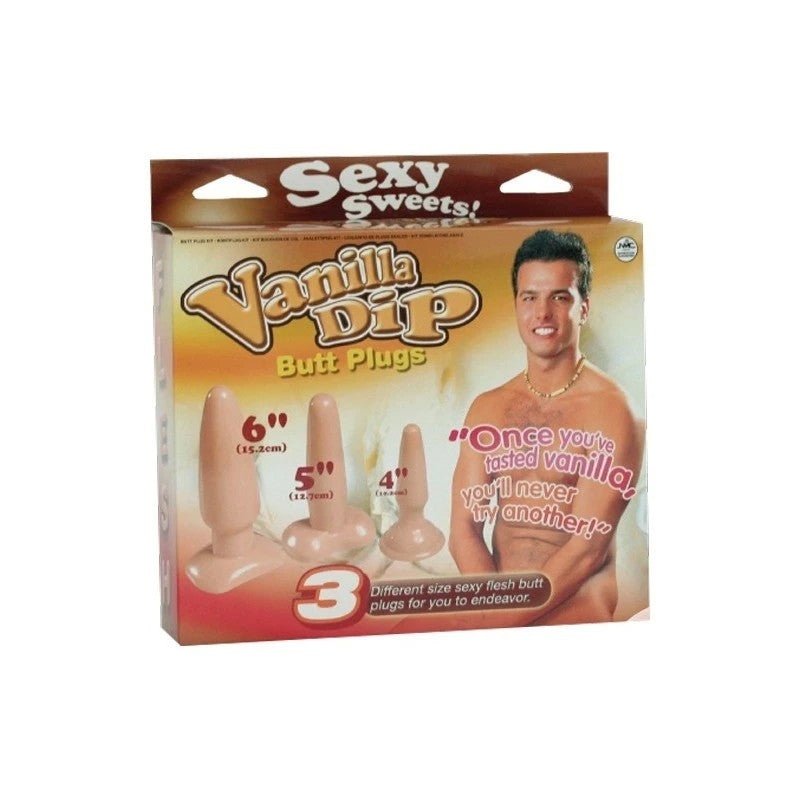 Excellent Power Vanilla Dip Butt Plugs Set Flesh Butt Plugs