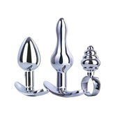 Hardware Gear T Bar Base 3 In 1 Metal Butt Plug Kit Set Chrome Butt Plugs