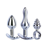 Hardware Gear T Bar Base 3 In 1 Metal Butt Plug Kit Set Chrome Butt Plugs