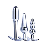 Hardware Gear 3 In 1 Metal Butt Plug Kit Set With Pull Ring Design Chrome Butt Plugs