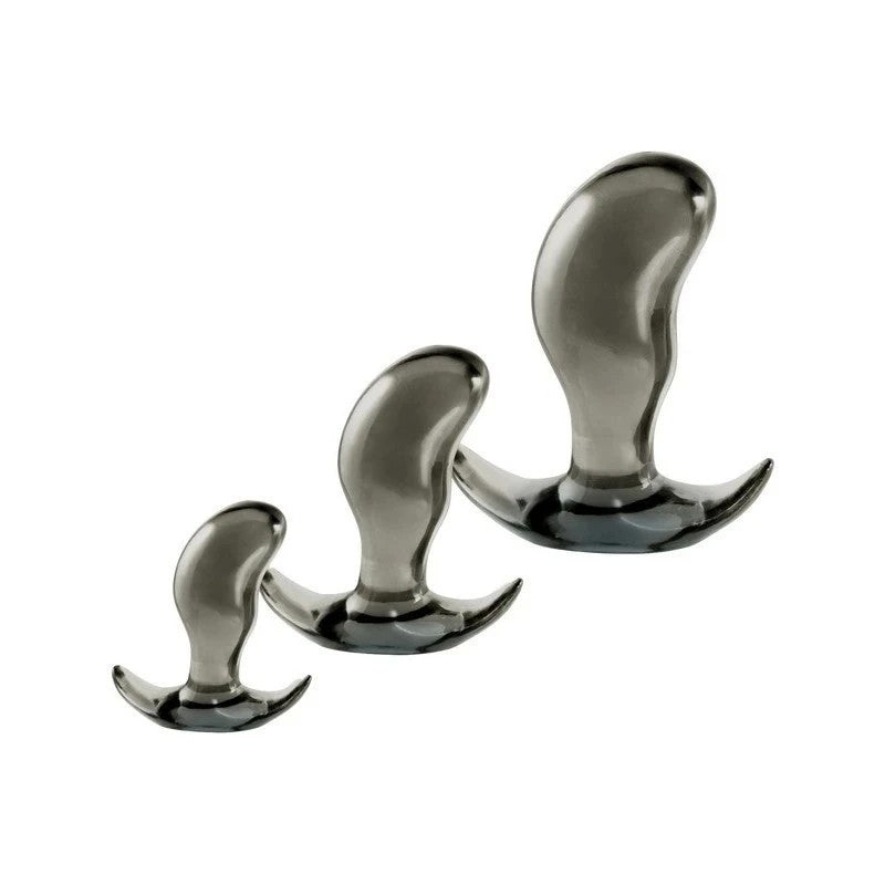 Black Axinite 3 In 1 Flexible and Hygienic Anal Plug Kit Set Butt Plugs