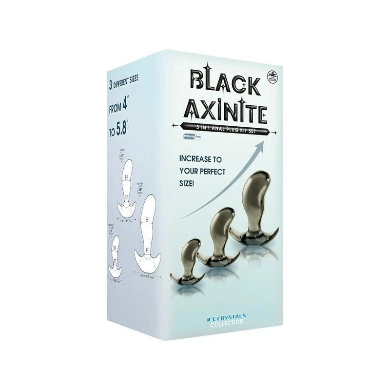 Black Axinite 3 In 1 Flexible and Hygienic Anal Plug Kit Set Butt Plugs