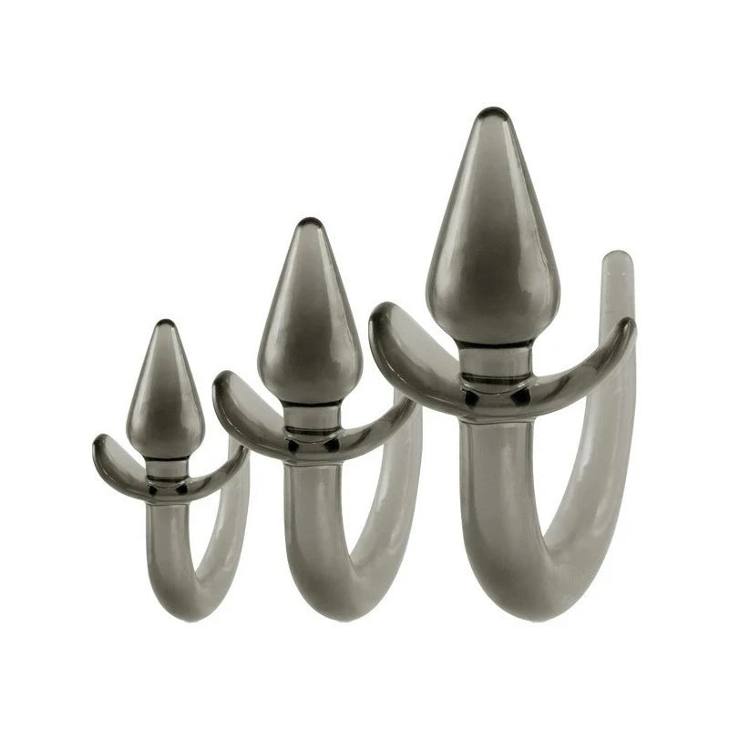 Black Axinite 3 In 1 Unique Design Anal Plug Kit with Tail Butt Plugs