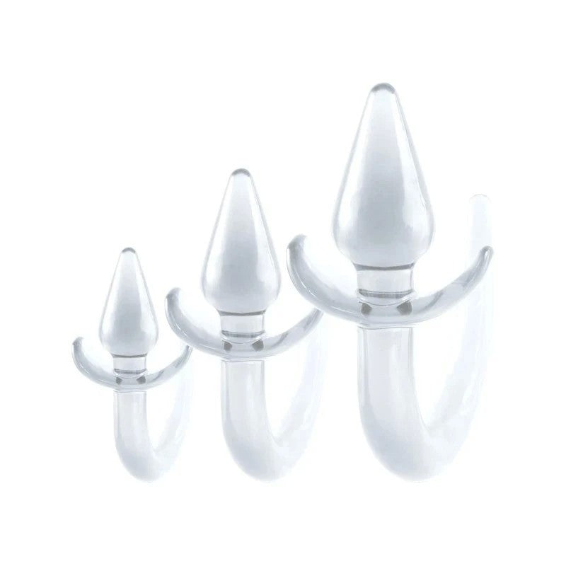 Black Axinite 3 In 1 Unique Design Anal Plug Kit with Tail Butt Plugs