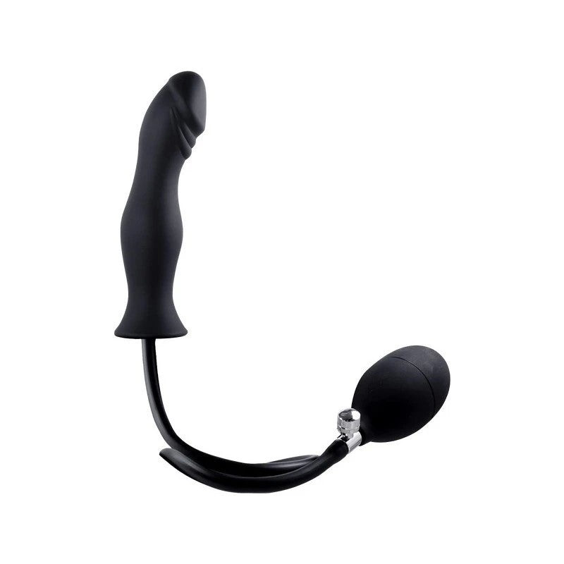 Strafe Inflatable Silicone Penis Shape Butt Plug With Pumps Black Butt Plugs