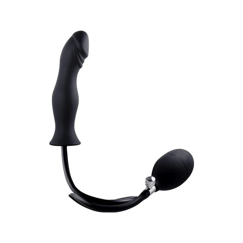 Strafe Inflatable Silicone Penis Shape Butt Plug With Pumps Black Butt Plugs