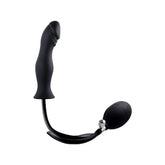 Strafe Inflatable Silicone Penis Shape Butt Plug With Pumps Black Butt Plugs