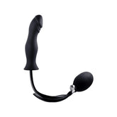 Strafe Inflatable Silicone Penis Shape Butt Plug With Pumps Black Butt Plugs