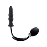 Strafe Inflatable Ribbed Silicone Anal Plug With Pumps Black Butt Plugs