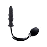 Strafe Inflatable Ribbed Silicone Anal Plug With Pumps Black Butt Plugs