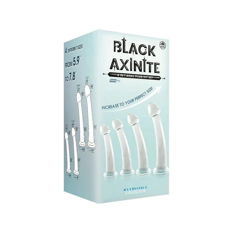 Black Axinite 4 In 1 Suction Cup Base Anal Plug Kit Set Butt Plugs