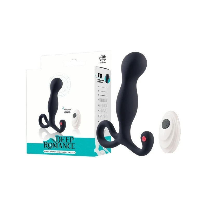 Deep Romance Remote Controlled Silicone Prostate Stimulator Black Prostate Toys