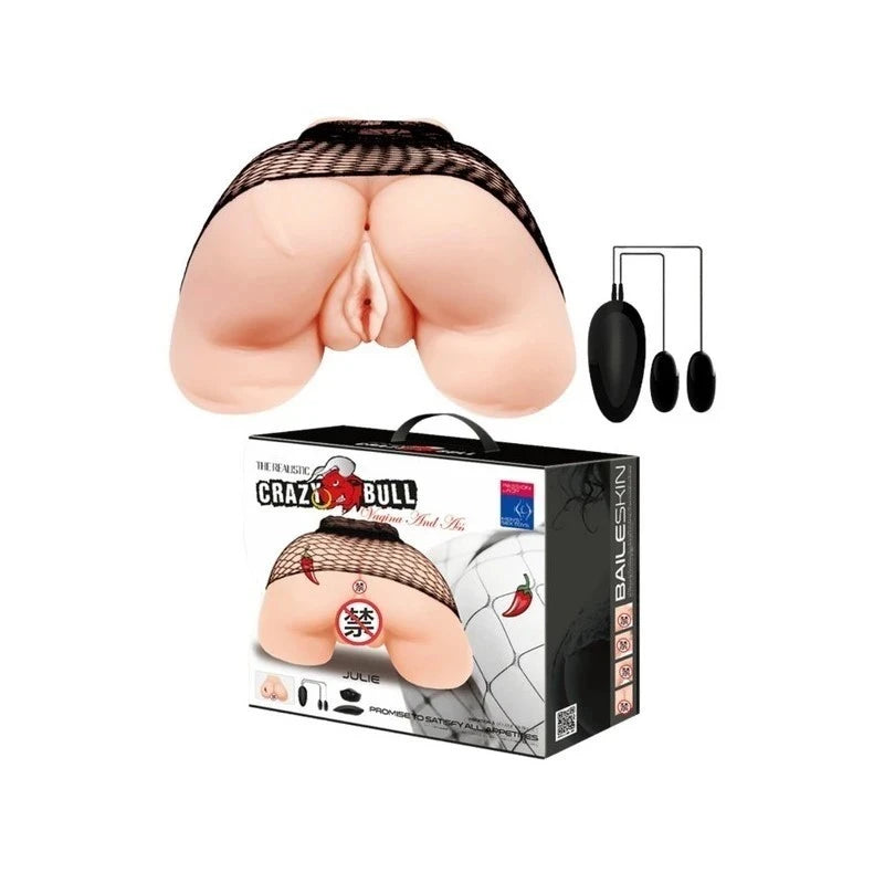 Crazy Bull Julie Vagina & Ass Vibrating Mens Masturbator Flesh Masturbators and Strokers
