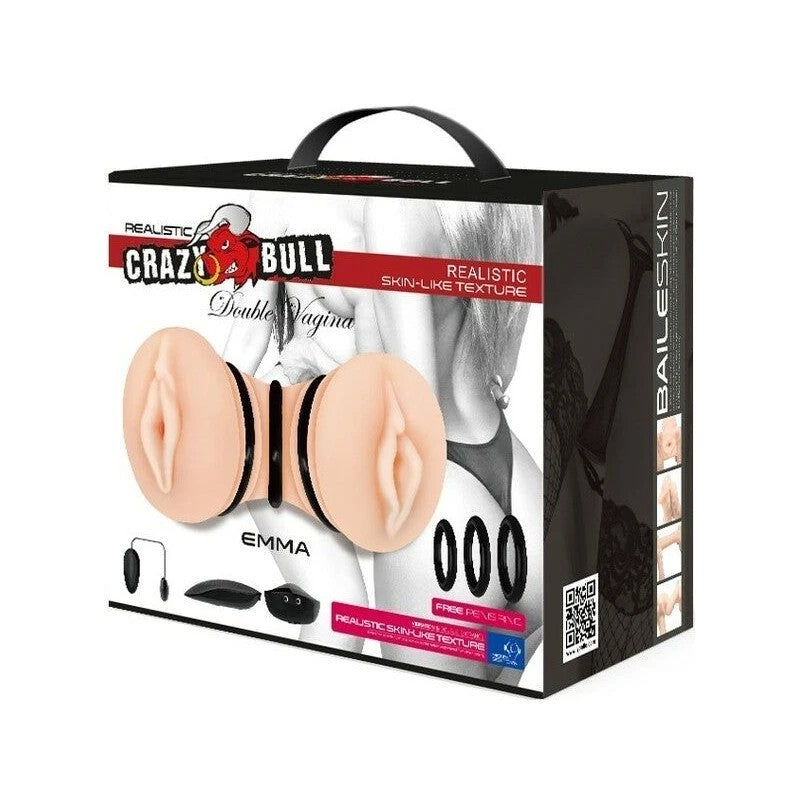Crazy Bull Emma Double Vagina Vibrating Mens Stroker Flesh Masturbators and Strokers