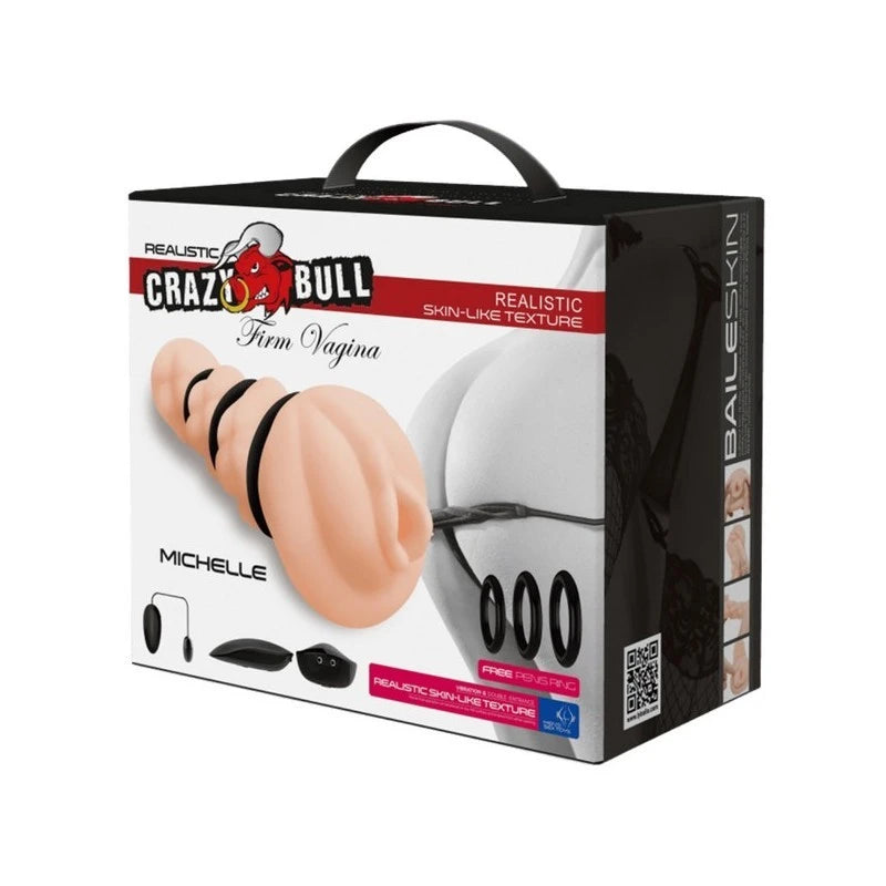 Crazy Bull Michelle Firm Vagina Vibrating Realistic Stroker Flesh Masturbators and Strokers