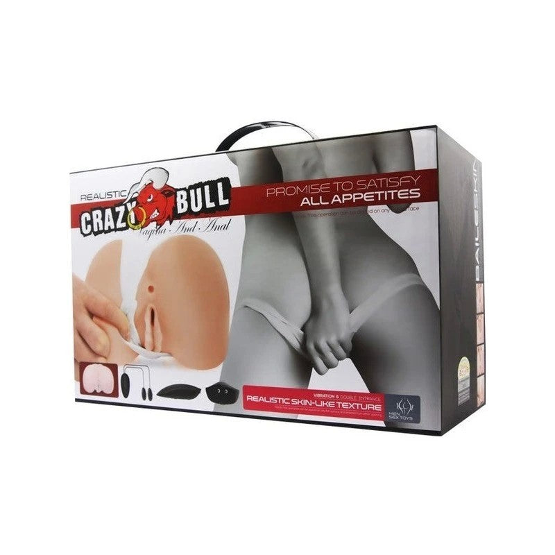 Crazy Bull Doggy Style Vibrating Vagina & Anal Stimulator Flesh Realistic Butts And Vaginas