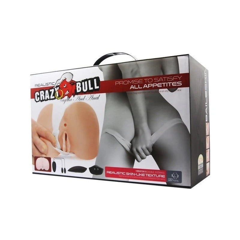 Crazy Bull Doggy Style Vibrating Vagina & Anal Stimulator Flesh Realistic Butts And Vaginas