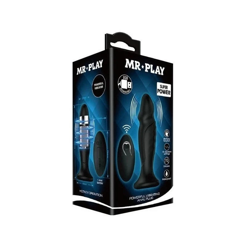 Mr Play Sleek & Powerful Vibrating Remote Control Anal Plug Black Butt Plugs