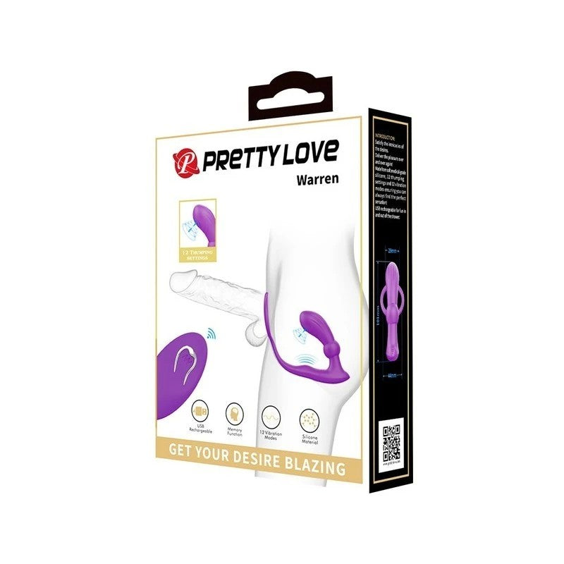 Pretty Love Warren USB Rechargeable 12 Function Prostate Massager Purple Prostate Toys