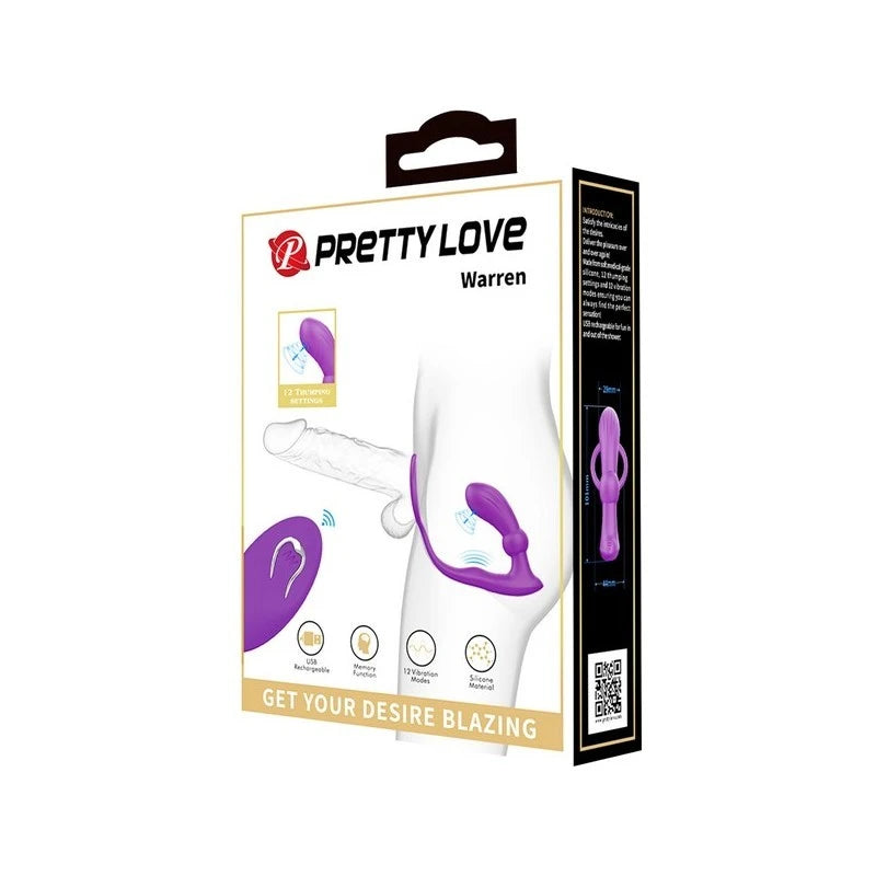 Pretty Love Warren USB Rechargeable 12 Function Prostate Massager Purple Prostate Toys