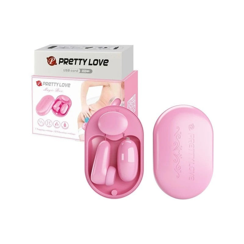 Pretty Love Magic Box USB Rechargeable Bullet & Stimulator Vibrator Pink Bullet Vibrators