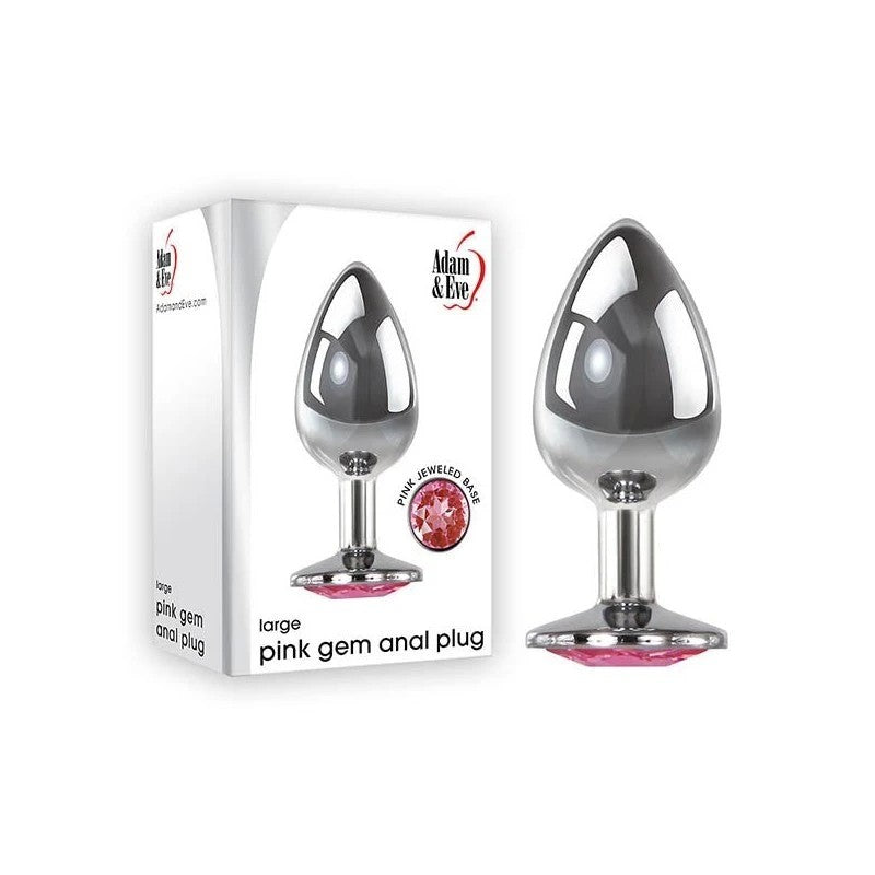 Adam and Eve Silver Metal Butt Plug with Pink Gem Base Butt Plugs