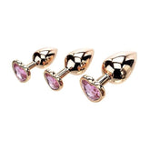 Adam & Eve Rose Gold Heart Shape Metal Butt Plug Set
