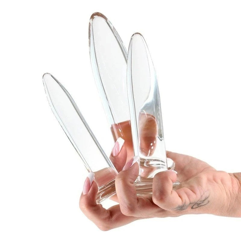 NS Novelties Crystal 3 Piece Anal Trainer Kit Clear Butt Plugs