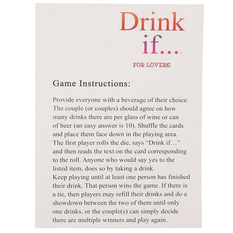 Kheper Drink If For Lovers Adult Couples Sex Games Sex Games, Coupons and Tricks