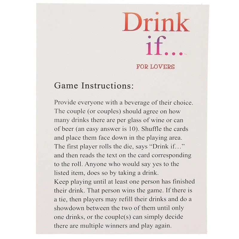 Kheper Drink If For Lovers Adult Couples Sex Games Sex Games, Coupons and Tricks