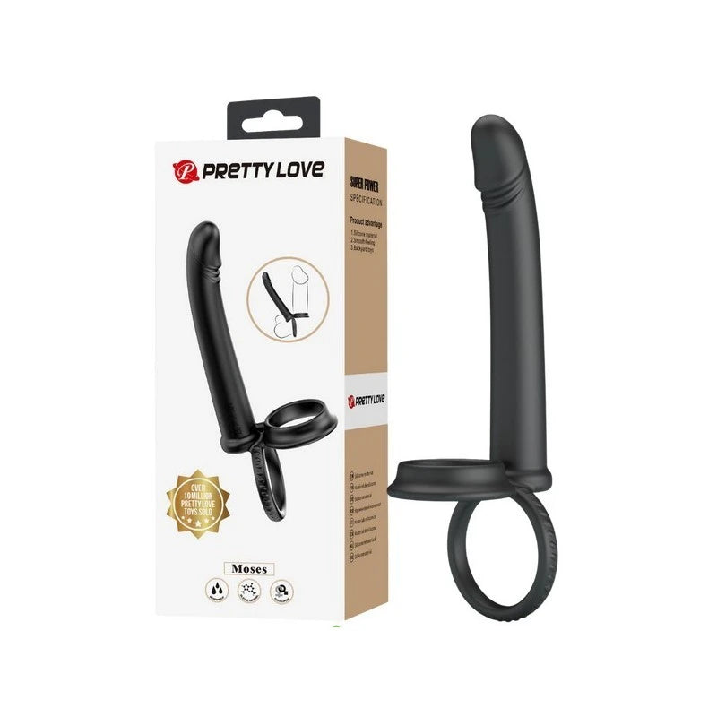 Pretty Love Moses Cock and Ball Ring Anal Dildo Black Anal Dildos