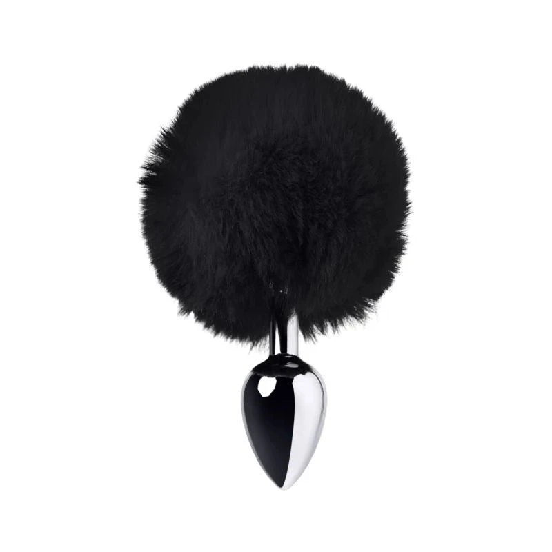 Metal Silver Metal Anal Plug Small With Coloured Tail Black Butt Plugs