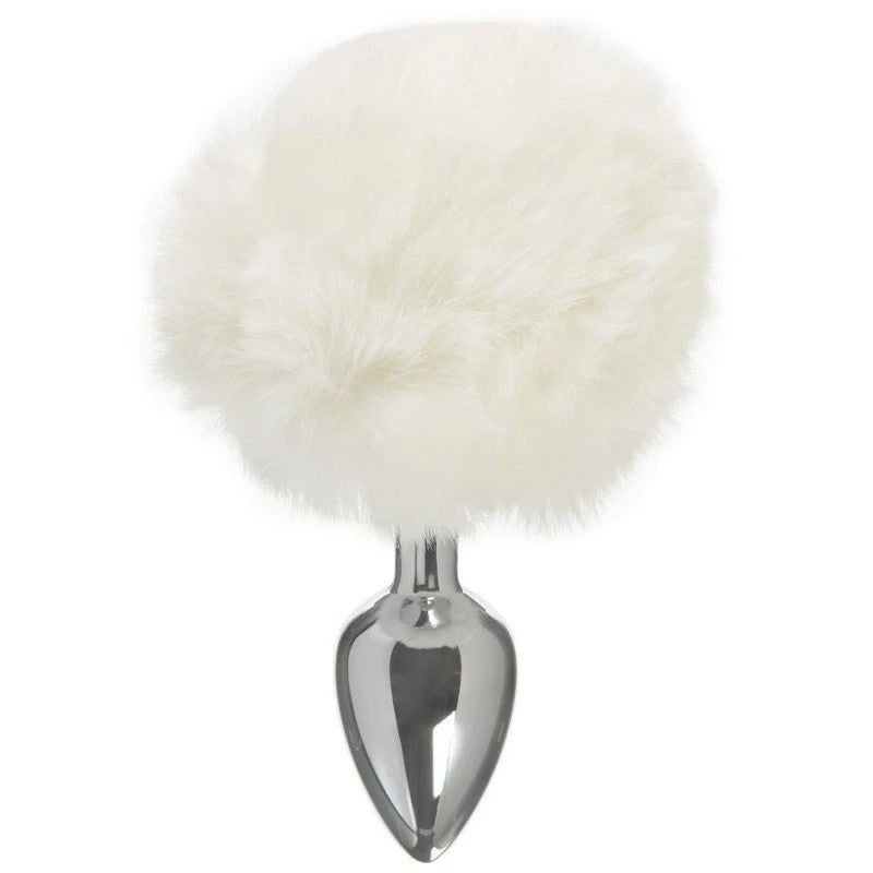 Love In Leather Faux Fur Bunny Tail Anal Plug White Butt Plugs