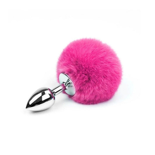 Love In Leather Bunny Tail Butt Plug Hot Pink - Butt Plugs