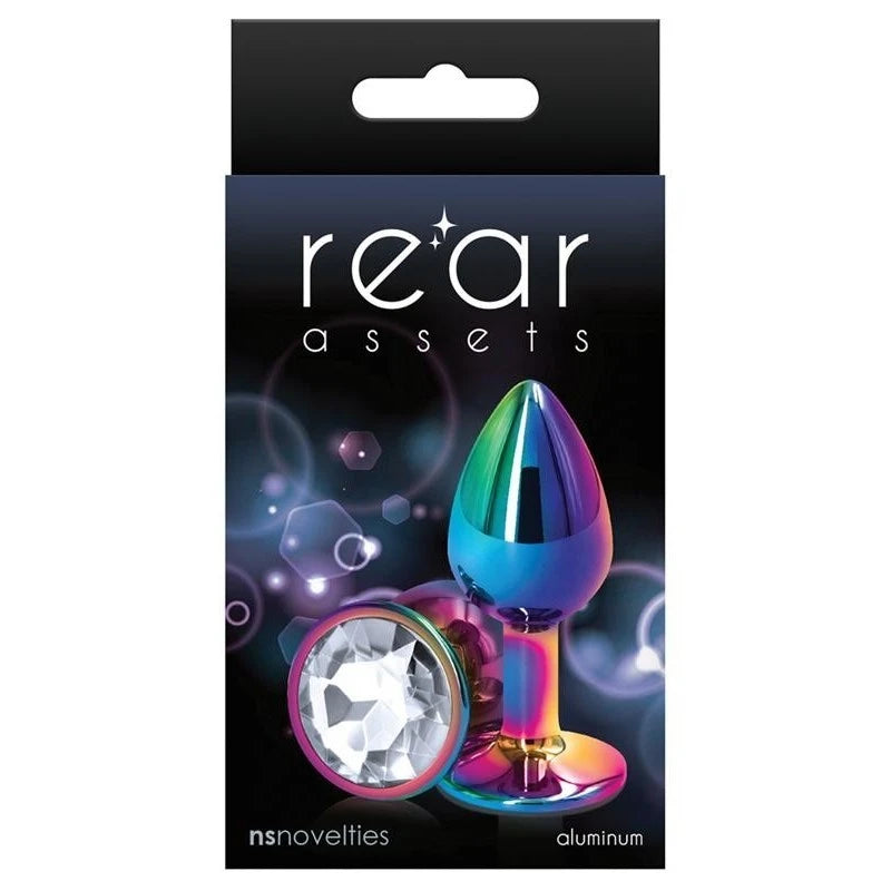 NS Novelties Rear Assets Mulitcolor Small Butt Plug Clear Butt Plugs