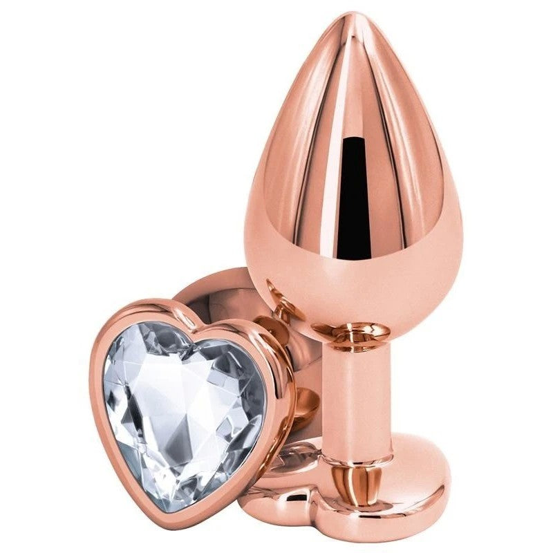 NS Novelties Rear Assets Rose Gold Heart Butt Plug Medium Butt Plugs