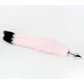 Love In Leather Fur Fox Tail Butt Plug Small Black Pink Butt Plugs