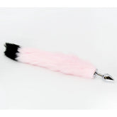 Love In Leather Fur Fox Tail Butt Plug Small Black Pink Butt Plugs