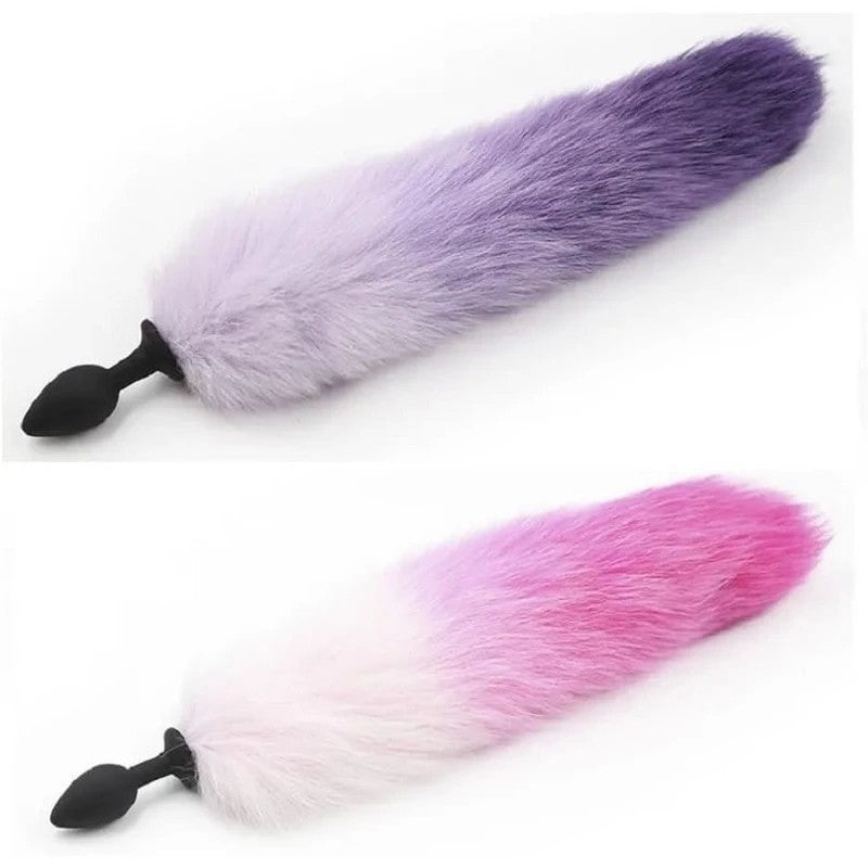 Love In Leather Fox Tail Anal Plug Purple/Lilac Butt Plugs