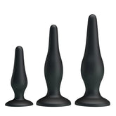 Party Up JERRY 3 Sizes Silicone Butt Plug Set Black Butt Plugs