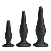 Party Up JERRY 3 Sizes Silicone Butt Plug Set Black Butt Plugs