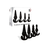 Adam & Eve 4 Piece Anal Plugs Kit Black Black Butt Plugs